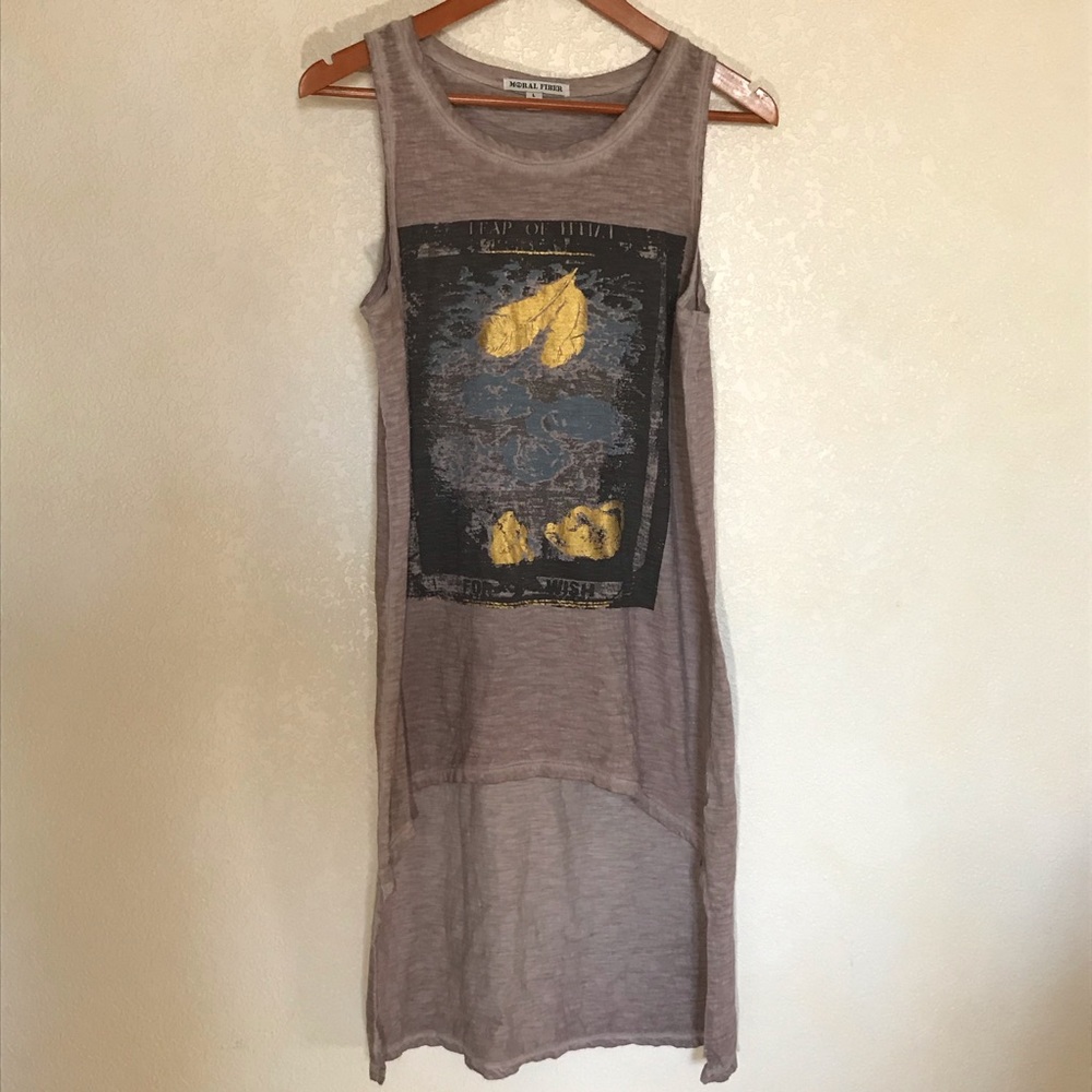 EUC High Low Cotton Graphic Dress Large